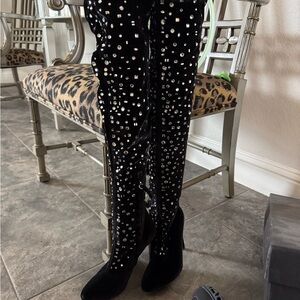 Giuseppe Zanotti Black Rhinestone boots